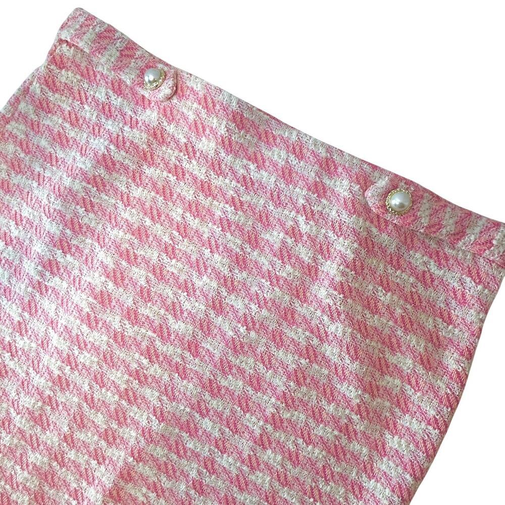 BARBIE, Coquette, Office Siren, PINK Tweed Skirt Women's Large - Picture 3 of 8